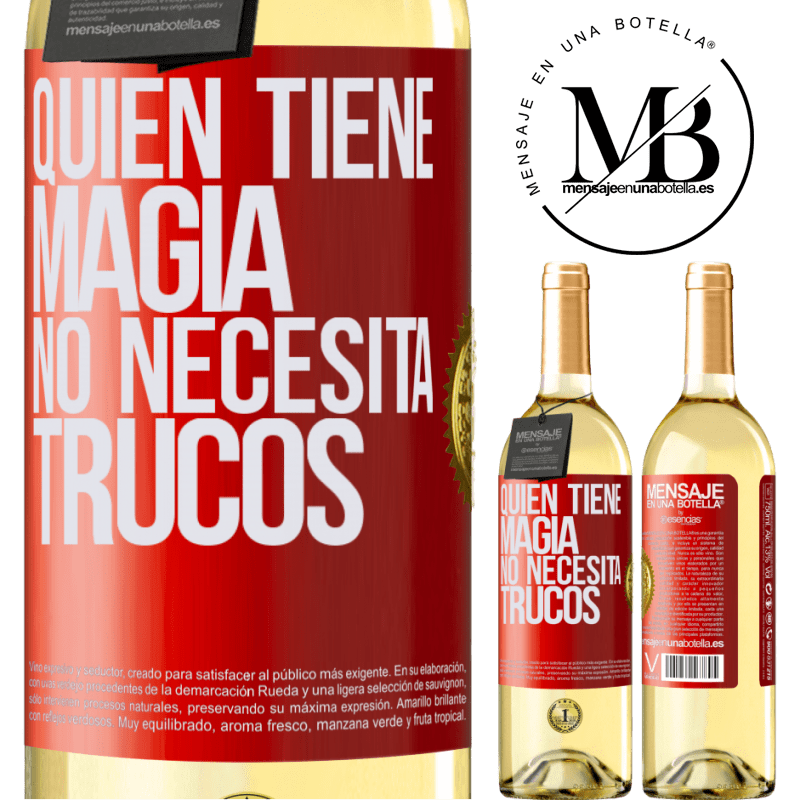 29,95 € Envío gratis | Vino Blanco Edición WHITE Quien tiene magia no necesita trucos Etiqueta Roja. Etiqueta personalizable Vino joven Cosecha 2025 Verdejo