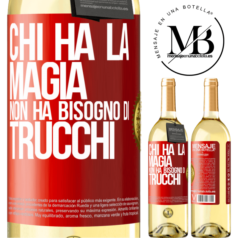 29,95 € Spedizione Gratuita | Vino bianco Edizione WHITE Chi ha la magia non ha bisogno di trucchi Etichetta Rossa. Etichetta personalizzabile Vino giovane Raccogliere 2024 Verdejo