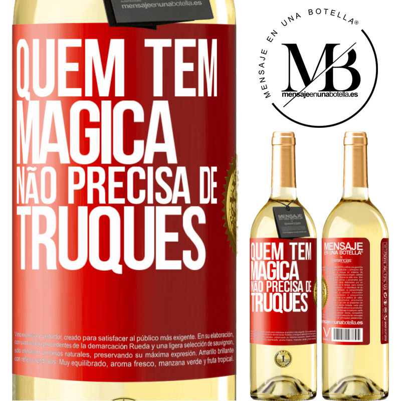 29,95 € Envio grátis | Vinho branco Edição WHITE Quem tem mágica não precisa de truques Etiqueta Vermelha. Etiqueta personalizável Vinho jovem Colheita 2023 Verdejo