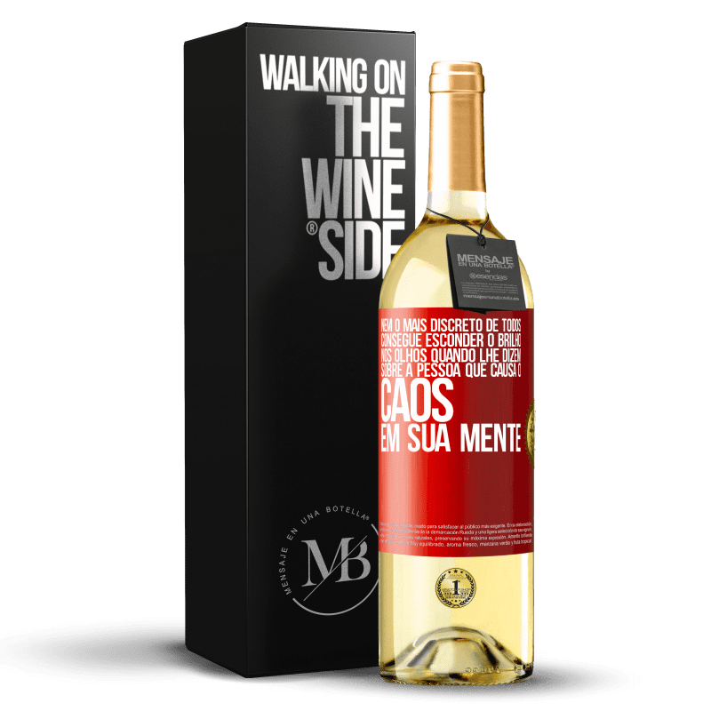 29,95 € Envio grátis | Vinho branco Edição WHITE Nem o mais discreto de todos consegue esconder o brilho nos olhos quando lhe dizem sobre a pessoa que causa o caos em sua Etiqueta Vermelha. Etiqueta personalizável Vinho jovem Colheita 2024 Verdejo