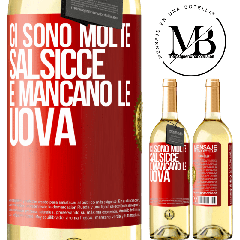 29,95 € Spedizione Gratuita | Vino bianco Edizione WHITE Ci sono molte salsicce e mancano le uova Etichetta Rossa. Etichetta personalizzabile Vino giovane Raccogliere 2023 Verdejo