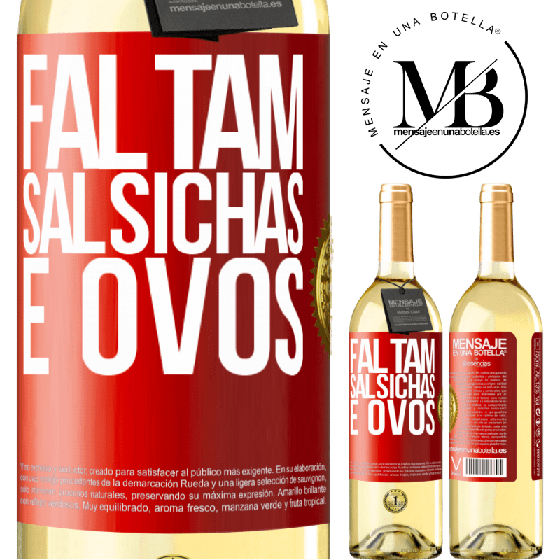 29,95 € Envio grátis | Vinho branco Edição WHITE Faltam salsichas e ovos Etiqueta Vermelha. Etiqueta personalizável Vinho jovem Colheita 2023 Verdejo