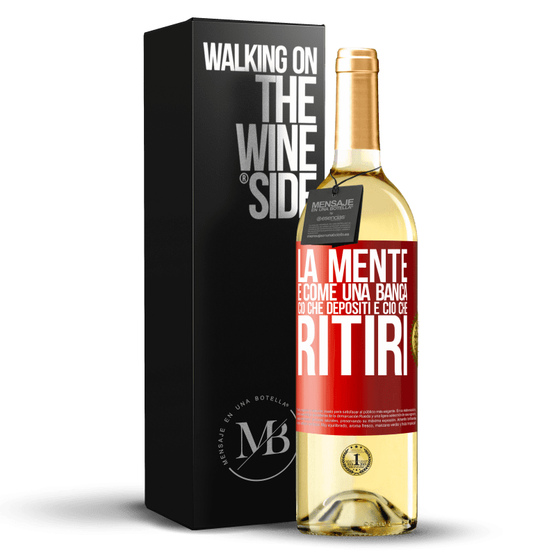 29,95 € Spedizione Gratuita | Vino bianco Edizione WHITE La mente è come una banca. Ciò che depositi è ciò che ritiri Etichetta Rossa. Etichetta personalizzabile Vino giovane Raccogliere 2024 Verdejo