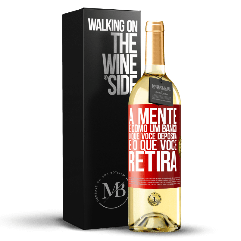 29,95 € Envio grátis | Vinho branco Edição WHITE A mente é como um banco. O que você deposita é o que você retira Etiqueta Vermelha. Etiqueta personalizável Vinho jovem Colheita 2024 Verdejo