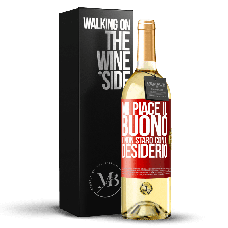 29,95 € Spedizione Gratuita | Vino bianco Edizione WHITE Mi piace il buono e non starò con il desiderio Etichetta Rossa. Etichetta personalizzabile Vino giovane Raccogliere 2024 Verdejo