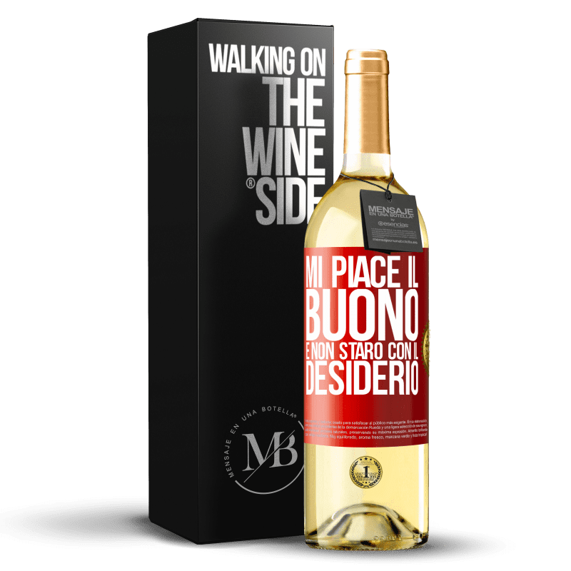 29,95 € Spedizione Gratuita | Vino bianco Edizione WHITE Mi piace il buono e non starò con il desiderio Etichetta Rossa. Etichetta personalizzabile Vino giovane Raccogliere 2025 Verdejo