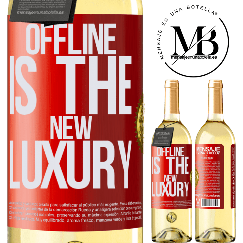 29,95 € Envoi gratuit | Vin blanc Édition WHITE Offline is the new luxury Étiquette Rouge. Étiquette personnalisable Vin jeune Récolte 2022 Verdejo