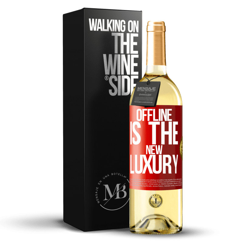 29,95 € Envoi gratuit | Vin blanc Édition WHITE Offline is the new luxury Étiquette Rouge. Étiquette personnalisable Vin jeune Récolte 2022 Verdejo