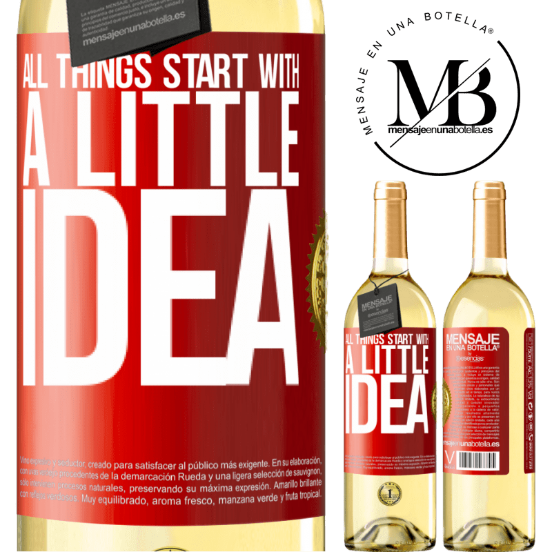 29,95 € Free Shipping | White Wine WHITE Edition It all starts with a little idea Red Label. Customizable label Young wine Harvest 2025 Verdejo