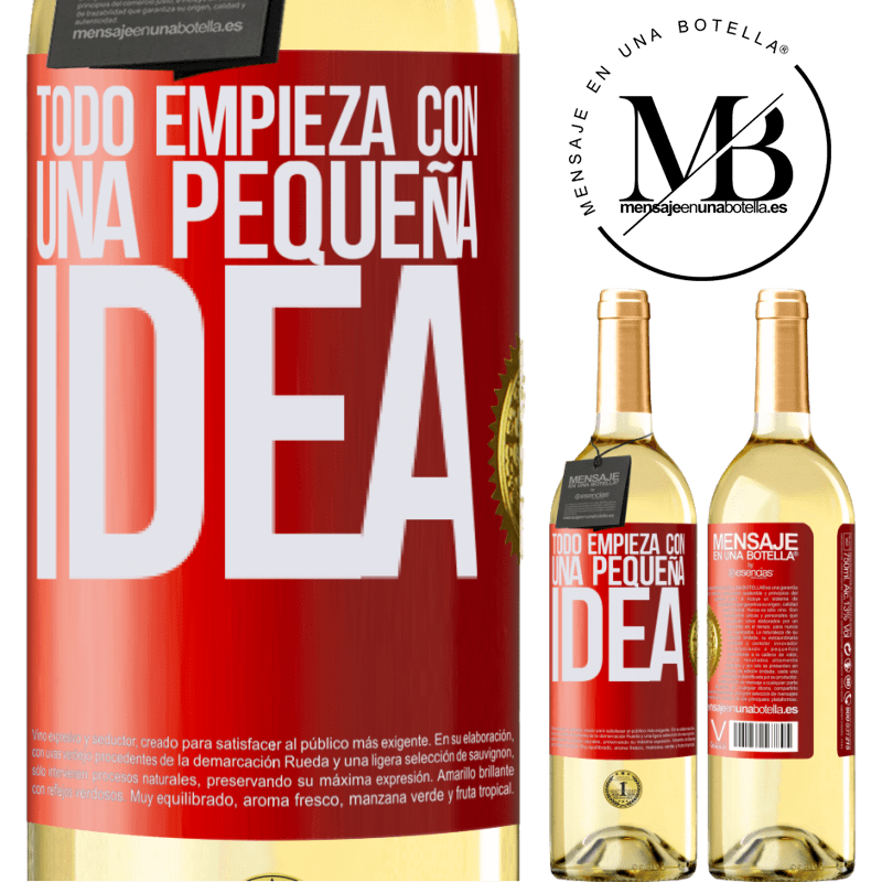 29,95 € Envoi gratuit | Vin blanc Édition WHITE Tout commence par une petite idée Étiquette Rouge. Étiquette personnalisable Vin jeune Récolte 2022 Verdejo