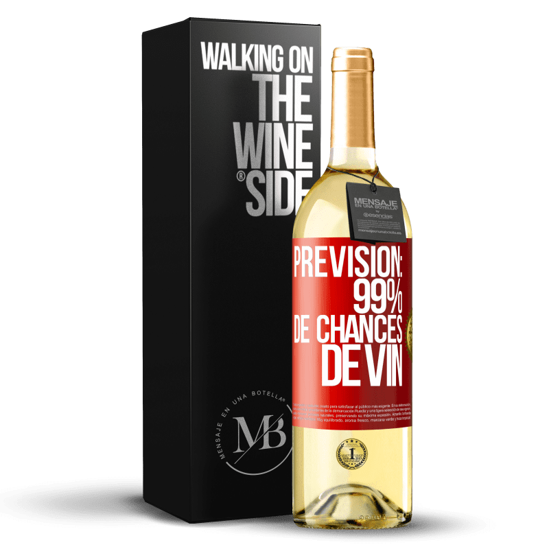 29,95 € Envoi gratuit | Vin blanc Édition WHITE Prévision: 99% de chances de vin Étiquette Rouge. Étiquette personnalisable Vin jeune Récolte 2023 Verdejo