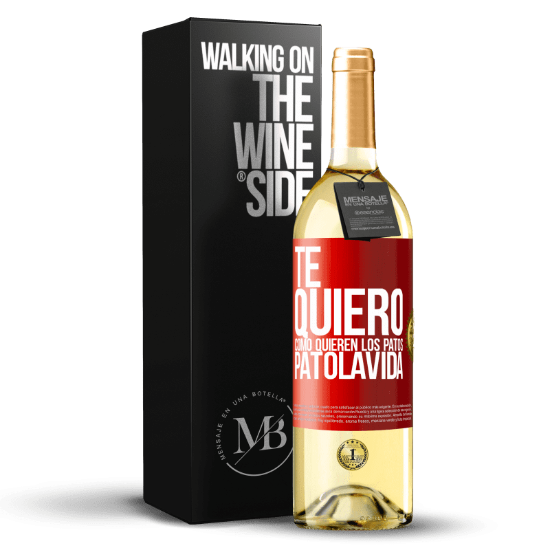 29,95 € Spedizione Gratuita | Vino bianco Edizione WHITE TE QUIERO, como quieren los patos. PATOLAVIDA Etichetta Rossa. Etichetta personalizzabile Vino giovane Raccogliere 2024 Verdejo