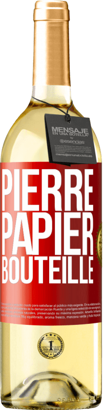 29,95 € | Vin blanc Édition WHITE Pierre-papier-bouteille Étiquette Rouge. Étiquette personnalisable Vin jeune Récolte 2023 Verdejo