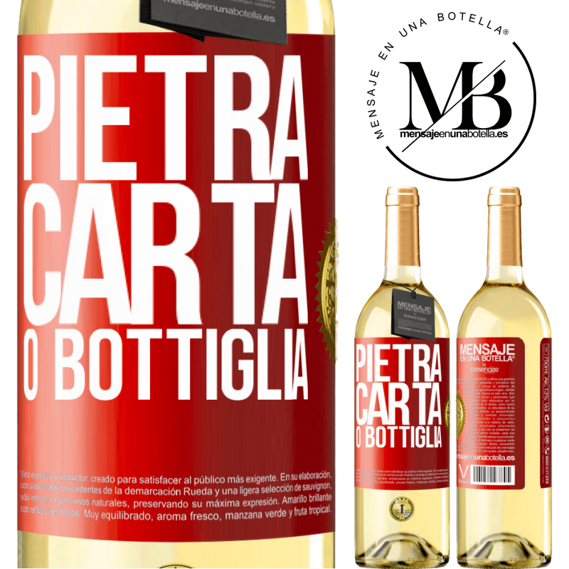 29,95 € Spedizione Gratuita | Vino bianco Edizione WHITE Pietra, carta o bottiglia Etichetta Rossa. Etichetta personalizzabile Vino giovane Raccogliere 2025 Verdejo