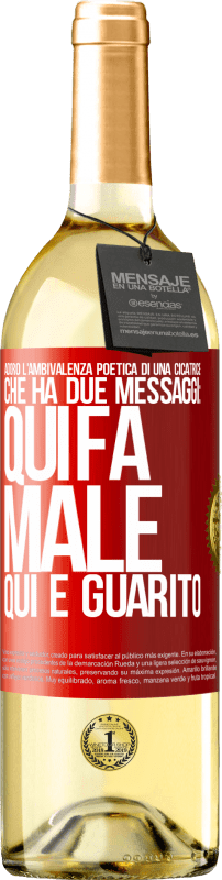 29,95 € | Vino bianco Edizione WHITE Adoro l'ambivalenza poetica di una cicatrice, che ha due messaggi: qui fa male, qui è guarito Etichetta Rossa. Etichetta personalizzabile Vino giovane Raccogliere 2024 Verdejo