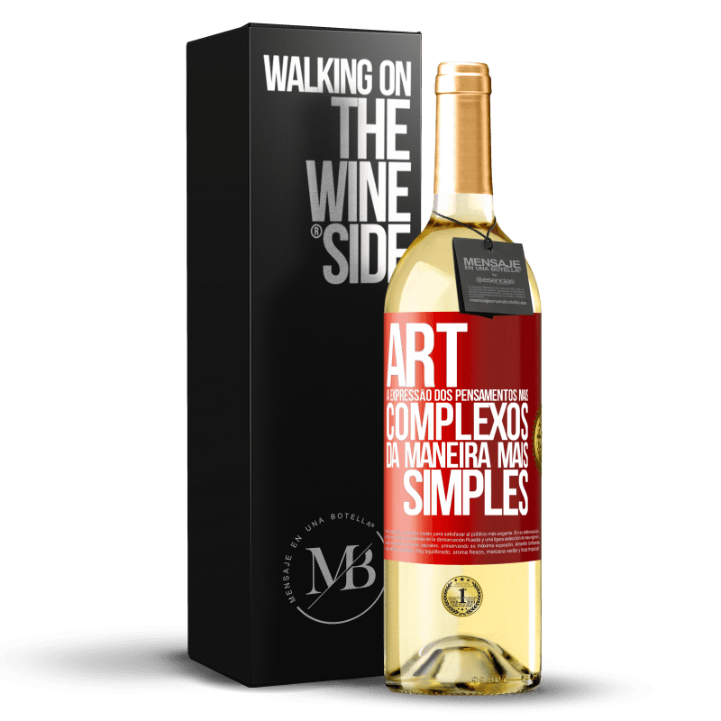 29,95 € Envio grátis | Vinho branco Edição WHITE ART A expressão dos pensamentos mais complexos da maneira mais simples Etiqueta Vermelha. Etiqueta personalizável Vinho jovem Colheita 2025 Verdejo