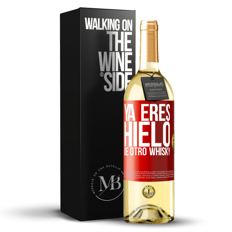 29,95 € Envío gratis | Vino Blanco Edición WHITE Ya eres hielo de otro whisky Etiqueta Roja. Etiqueta personalizable Vino joven Cosecha 2024 Verdejo