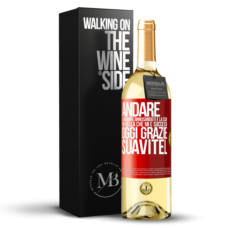 29,95 € Spedizione Gratuita | Vino bianco Edizione WHITE Andare a dormire annusandoti è la cosa più bella che mi è successa oggi. Grazie Suavitel Etichetta Rossa. Etichetta personalizzabile Vino giovane Raccogliere 2025 Verdejo