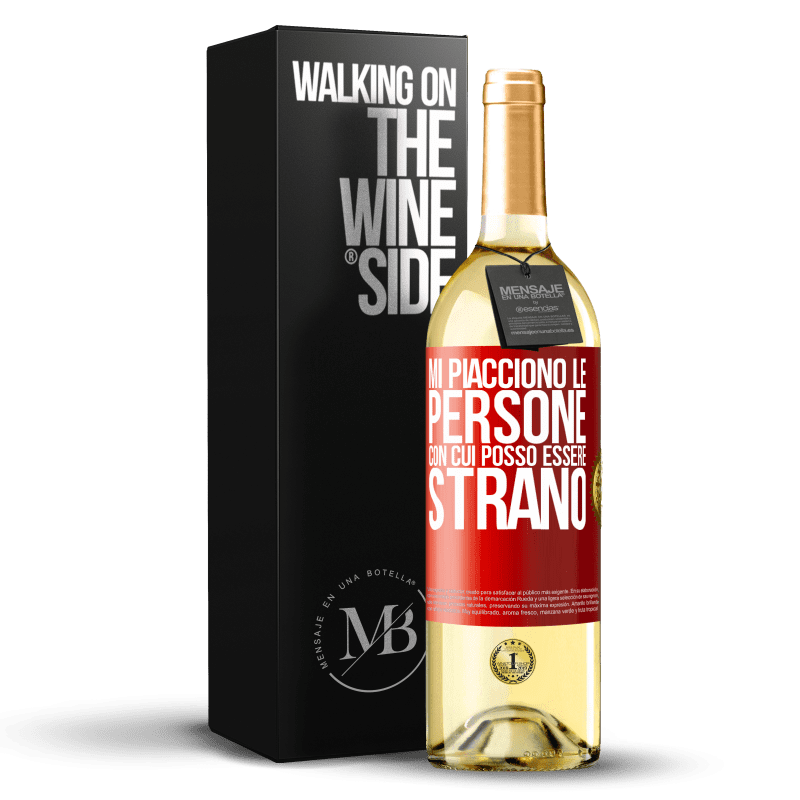 29,95 € Spedizione Gratuita | Vino bianco Edizione WHITE Mi piacciono le persone con cui posso essere strano Etichetta Rossa. Etichetta personalizzabile Vino giovane Raccogliere 2024 Verdejo