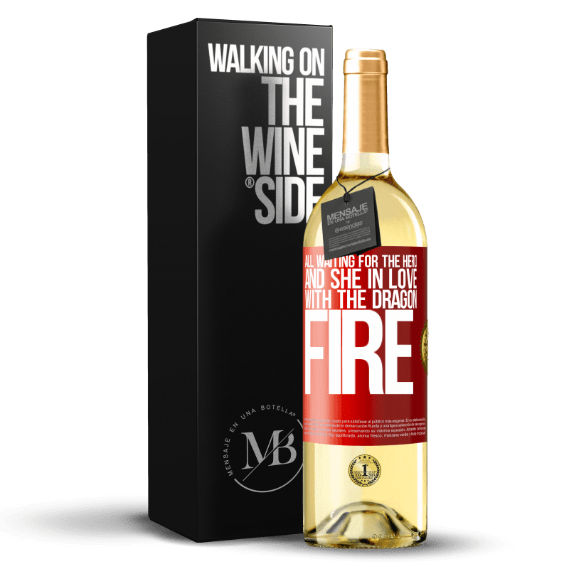 29,95 € 送料無料 | 白ワイン WHITEエディション すべてがヒーローを待ち、ドラゴンの火を愛する彼女 赤いタグ. カスタマイズ可能なラベル 若いワイン 収穫 2023 Verdejo
