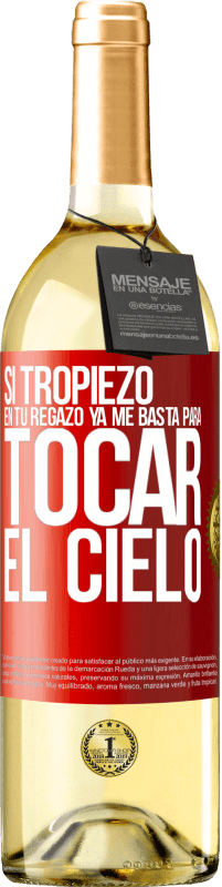 29,95 € Envío gratis | Vino Blanco Edición WHITE Si tropiezo en tu regazo ya me basta, para tocar el cielo Etiqueta Roja. Etiqueta personalizable Vino joven Cosecha 2025 Verdejo
