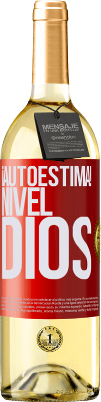 29,95 € Envío gratis | Vino Blanco Edición WHITE ¡Autoestima! Nivel dios Etiqueta Roja. Etiqueta personalizable Vino joven Cosecha 2025 Verdejo