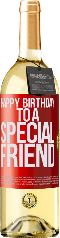 29,95 € | Vino Blanco Edición WHITE Happy birthday to a special friend Etiqueta Roja. Etiqueta personalizable Vino joven Cosecha 2023 Verdejo