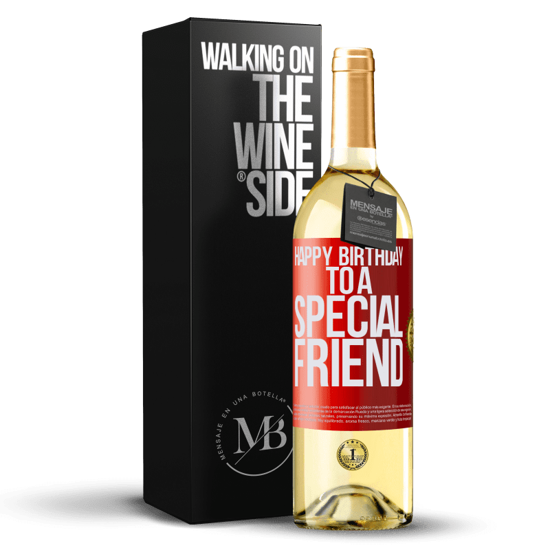 29,95 € Kostenloser Versand | Weißwein WHITE Ausgabe Herzlichen Glückwunsch an einen besonderen Freund Rote Markierung. Anpassbares Etikett Junger Wein Ernte 2023 Verdejo
