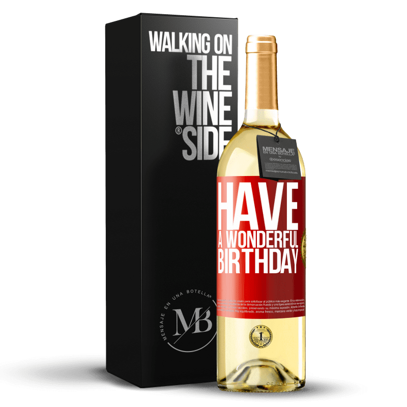 29,95 € 送料無料 | 白ワイン WHITEエディション 素敵な誕生日を 赤いタグ. カスタマイズ可能なラベル 若いワイン 収穫 2023 Verdejo