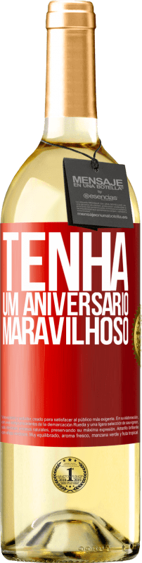 29,95 € | Vinho branco Edição WHITE Tenha um aniversário maravilhoso Etiqueta Vermelha. Etiqueta personalizável Vinho jovem Colheita 2023 Verdejo