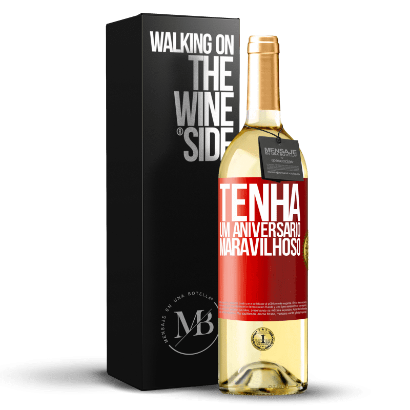 29,95 € Envio grátis | Vinho branco Edição WHITE Tenha um aniversário maravilhoso Etiqueta Vermelha. Etiqueta personalizável Vinho jovem Colheita 2024 Verdejo