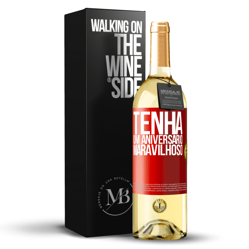 29,95 € Envio grátis | Vinho branco Edição WHITE Tenha um aniversário maravilhoso Etiqueta Vermelha. Etiqueta personalizável Vinho jovem Colheita 2025 Verdejo