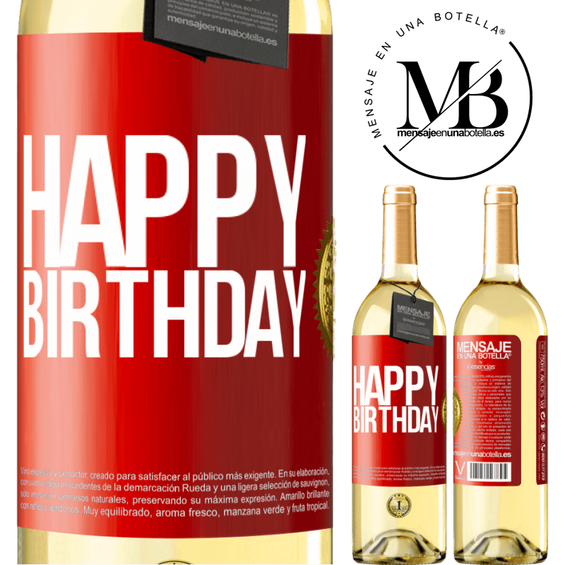 24,95 € Free Shipping | White Wine WHITE Edition Happy birthday Red Label. Customizable label Young wine Harvest 2021 Verdejo