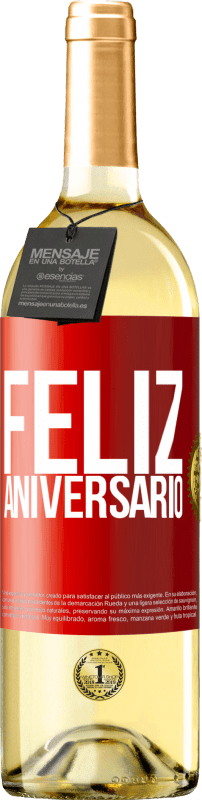 29,95 € | Vinho branco Edição WHITE Feliz aniversario Etiqueta Vermelha. Etiqueta personalizável Vinho jovem Colheita 2024 Verdejo