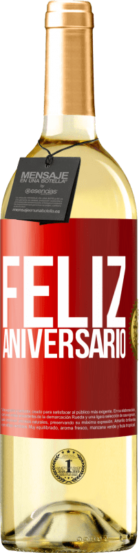 29,95 € | Vinho branco Edição WHITE Feliz aniversario Etiqueta Vermelha. Etiqueta personalizável Vinho jovem Colheita 2025 Verdejo