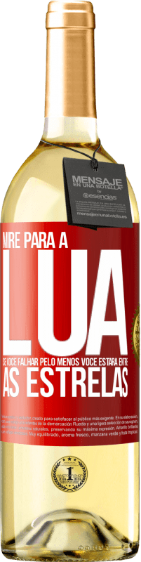 Envio grátis | Vinho branco Edição WHITE Mire para a lua, se você falhar pelo menos você estará entre as estrelas Etiqueta Vermelha. Etiqueta personalizável Vinho jovem Colheita 2023 Verdejo