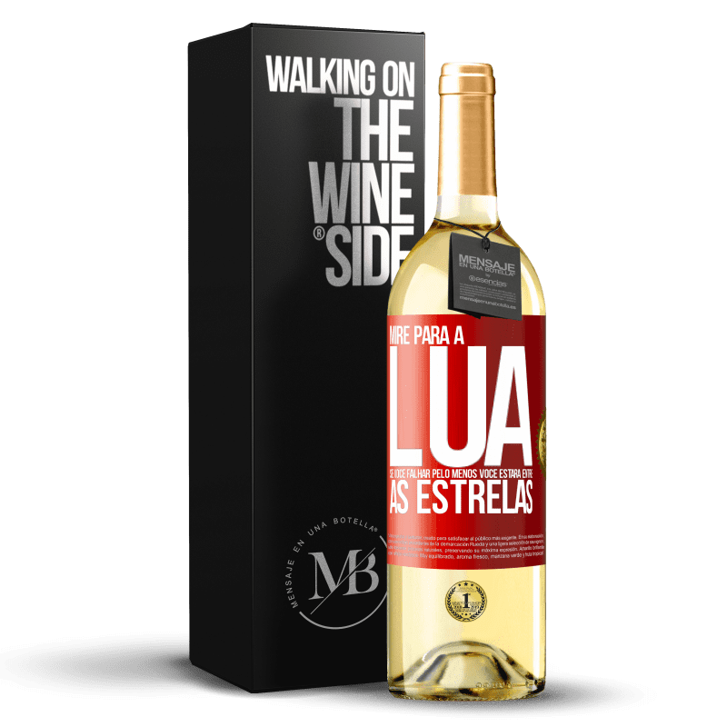 29,95 € Envio grátis | Vinho branco Edição WHITE Mire para a lua, se você falhar pelo menos você estará entre as estrelas Etiqueta Vermelha. Etiqueta personalizável Vinho jovem Colheita 2023 Verdejo