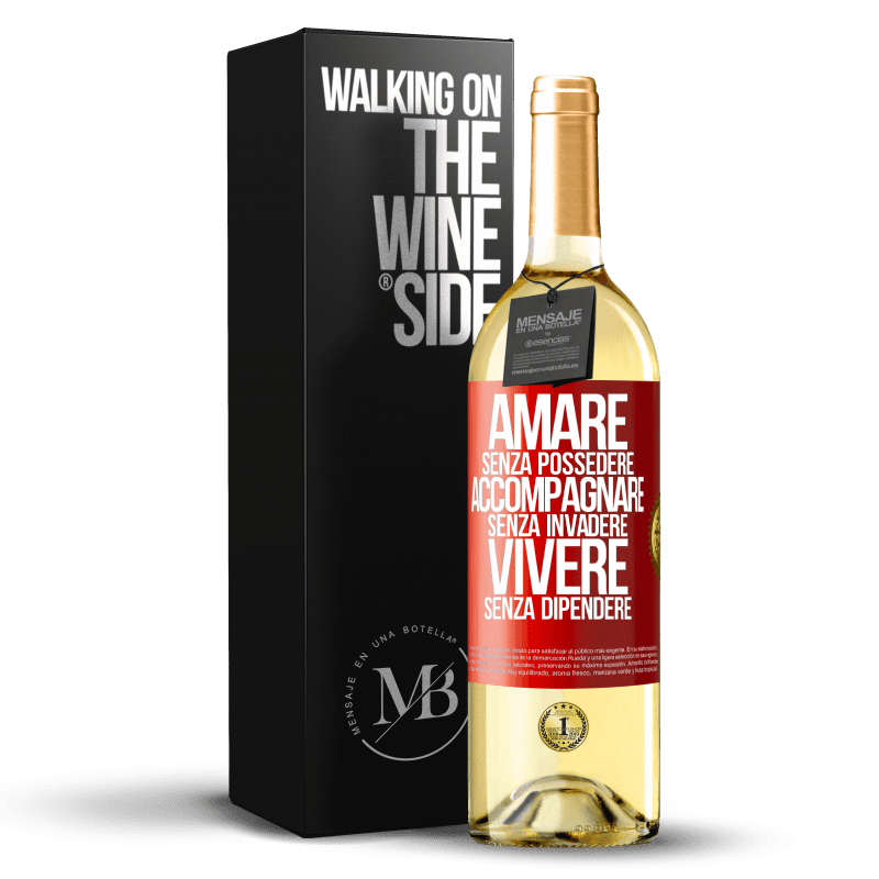 29,95 € Spedizione Gratuita | Vino bianco Edizione WHITE Amare senza possedere, accompagnare senza invadere, vivere senza dipendere Etichetta Rossa. Etichetta personalizzabile Vino giovane Raccogliere 2023 Verdejo