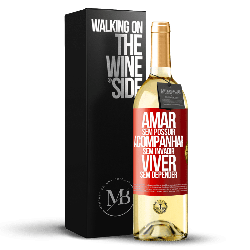 29,95 € Envio grátis | Vinho branco Edição WHITE Amar sem possuir, acompanhar sem invadir, viver sem depender Etiqueta Vermelha. Etiqueta personalizável Vinho jovem Colheita 2023 Verdejo