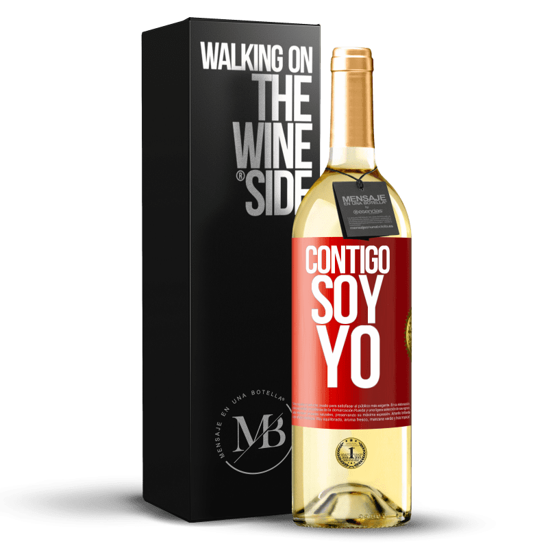 29,95 € Envío gratis | Vino Blanco Edición WHITE Contigo soy yo Etiqueta Roja. Etiqueta personalizable Vino joven Cosecha 2023 Verdejo
