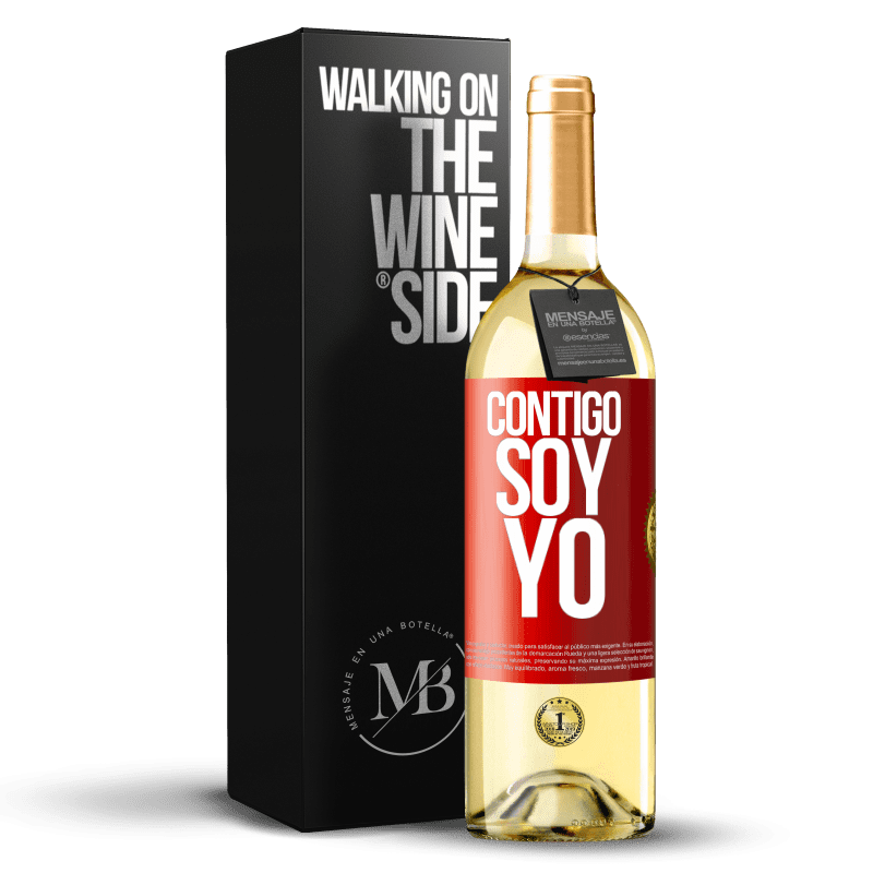 29,95 € Envío gratis | Vino Blanco Edición WHITE Contigo soy yo Etiqueta Roja. Etiqueta personalizable Vino joven Cosecha 2024 Verdejo