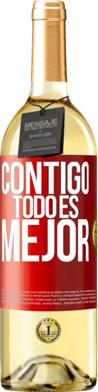 29,95 € | Vino Blanco Edición WHITE Contigo todo es mejor Etiqueta Roja. Etiqueta personalizable Vino joven Cosecha 2024 Verdejo