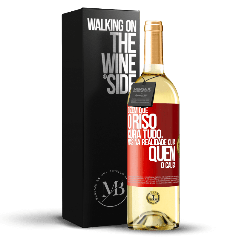 29,95 € Envio grátis | Vinho branco Edição WHITE Dizem que o riso cura tudo, mas na realidade cura quem o causa Etiqueta Vermelha. Etiqueta personalizável Vinho jovem Colheita 2023 Verdejo