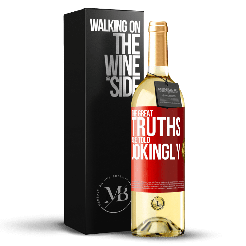 29,95 € Free Shipping | White Wine WHITE Edition The great truths are told jokingly Red Label. Customizable label Young wine Harvest 2023 Verdejo