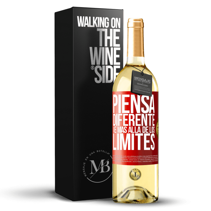 29,95 € Envío gratis | Vino Blanco Edición WHITE Piensa diferente. Ve más allá de los límites Etiqueta Roja. Etiqueta personalizable Vino joven Cosecha 2023 Verdejo