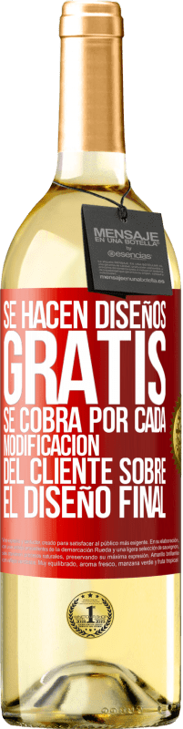 Envío gratis | Vino Blanco Edición WHITE Se hacen diseños gratis. Se cobra por cada modificación del cliente sobre el diseño final Etiqueta Roja. Etiqueta personalizable Vino joven Cosecha 2023 Verdejo