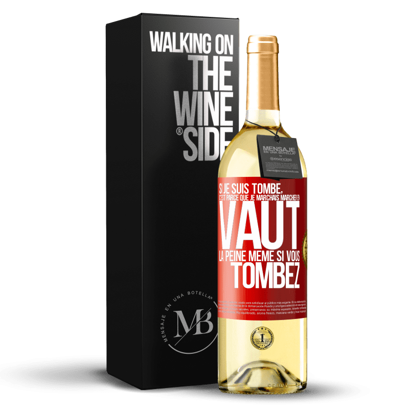 29,95 € Envoi gratuit | Vin blanc Édition WHITE Si je suis tombé, c'est parce que je marchais. Marcher en vaut la peine même si vous tombez Étiquette Rouge. Étiquette personnalisable Vin jeune Récolte 2023 Verdejo