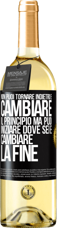 29,95 € | Vino bianco Edizione WHITE Non puoi tornare indietro e cambiare il principio. Ma puoi iniziare dove sei e cambiare la fine Etichetta Nera. Etichetta personalizzabile Vino giovane Raccogliere 2024 Verdejo