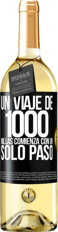 29,95 € | Vino Blanco Edición WHITE Un viaje de mil millas comienza con un solo paso Etiqueta Negra. Etiqueta personalizable Vino joven Cosecha 2024 Verdejo