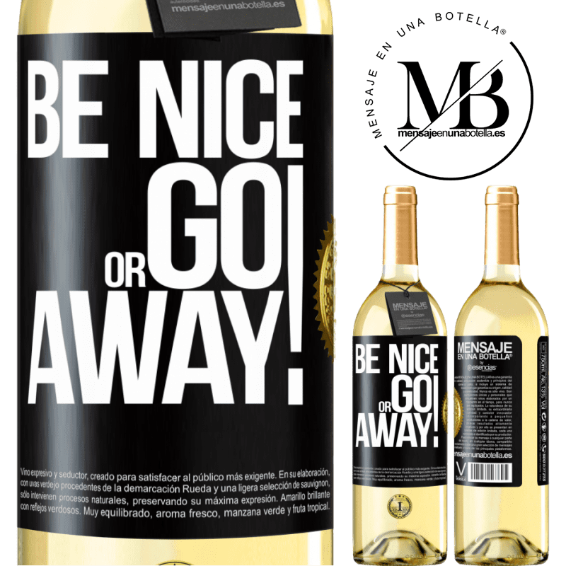 29,95 € Free Shipping | White Wine WHITE Edition Be nice or go away Black Label. Customizable label Young wine Harvest 2022 Verdejo